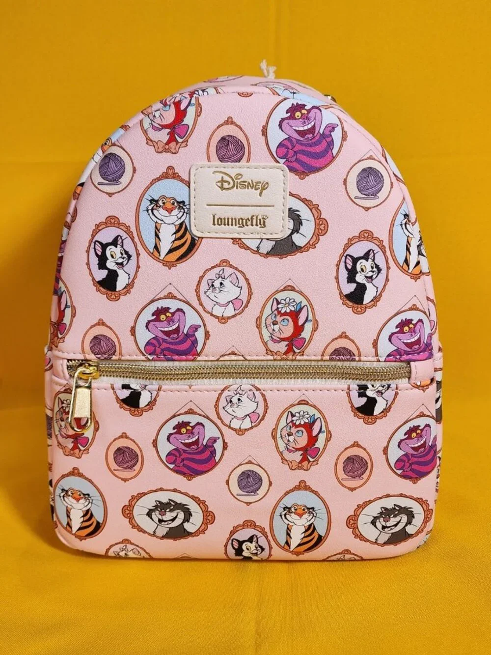 Loungefly Disney Cats Portrait Pink AOP Marie Figaro Dinah Mini Backpack NEW